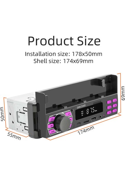 Braket Araba Bluetooth Oynatıcı Çok Işlevli Arabayı Bulabilir ve Bulabilirsiniz U Disk Takılabilir Kart Hd Kayıpsız Müzik Araba Mp3 (Yurt Dışından)