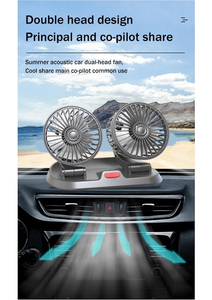 USB Araba Fanı Çift Kafa Fan Taşınabilir Otomatik Soğutma Fanı Soğutma Büyük Rüzgar Elektrikli Fan Araba Katlanır Fan Araba Ev Için (Yurt Dışından) fırsatları