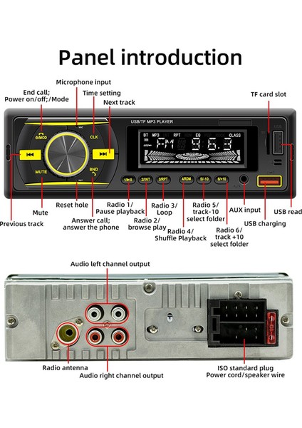 LCD Ekranlı Tek Din Araba Ses Sistemi Bluetooth Araba Stereo Alıcısı Am/fm Radyo Mp3 Çalar USB Sd Aux App Kontrolü (Yurt Dışından)