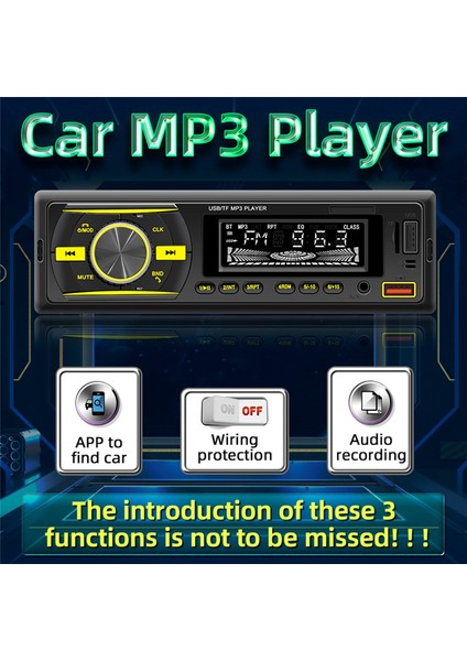 LCD Ekranlı Tek Din Araba Ses Sistemi Bluetooth Araba Stereo Alıcısı Am/fm Radyo Mp3 Çalar USB Sd Aux App Kontrolü (Yurt Dışından)