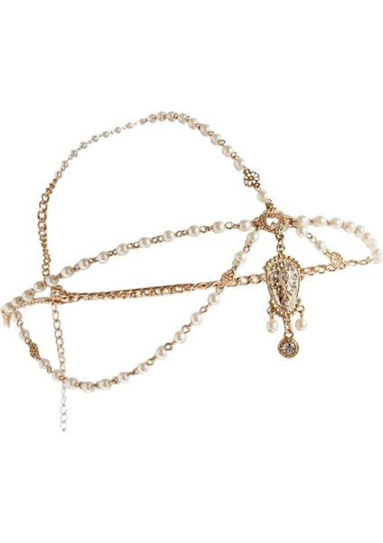 Beyaz Plaj Alaşımlı Kafa Zinciri Saç Takı Püskül Inci Yaprakları Bindi Saç Aksesuarları Hint Boho Kafa Bandı (Yurt Dışından) fiyatları