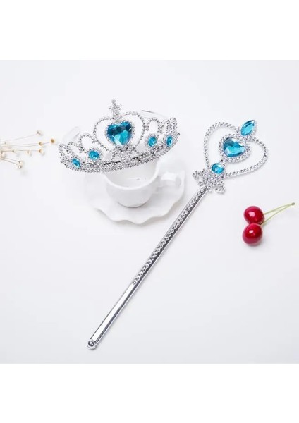 No.2 Boyutu 2 Parça Set Tatlı Prenses Taç Saç Diadem Çocuklar ， Çocuk Saç Tokası, Sihirli Değnek Setleri Parti Hediyesi Saç Cosplay Aksesuarları (Yurt Dışından)