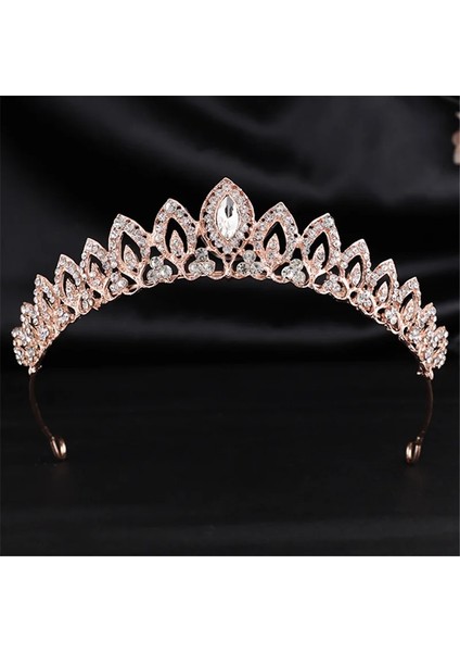 Altın Rengi Lüks Rhinestone Metal Tiaras Bantlar Prenses Gelin Taç Gelinlik Baş Süsler Küçük Diadem Saç Takı (Yurt Dışından) modelleri