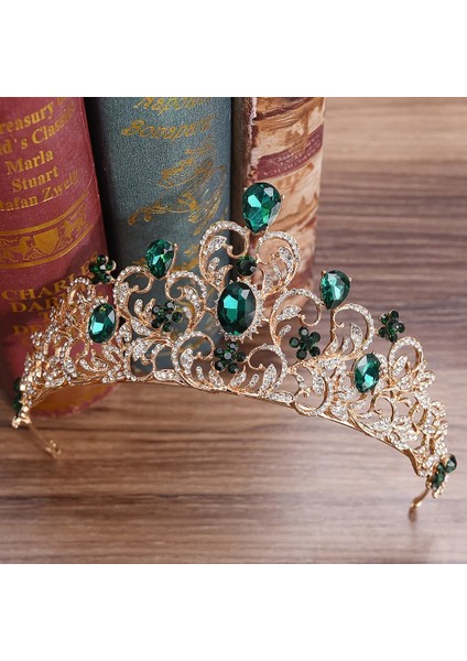 Gümüş Boncuklar Barok Gül Altın Kristal Yaprak Düğün Taç Kraliçe Tiaras Gelin Taçlar Kafa Gelin Aksesuarları Diadem Evlilik Saç Süsleme (Yurt Dışından) indirimleri