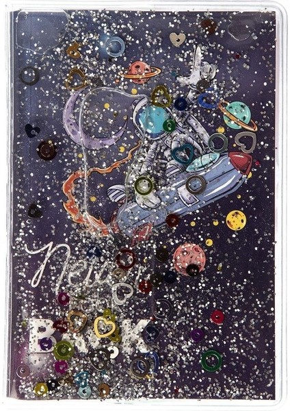 Simli ve Sulu Kapaklı Renkli Sayfalı Desenli Mini Defter