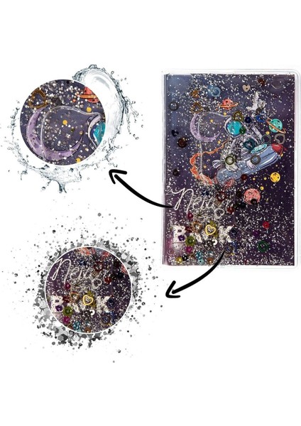 Simli ve Sulu Kapaklı Renkli Sayfalı Desenli Mini Defter modelleri