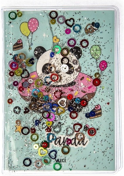 Simli ve Sulu Kapaklı Renkli Sayfalı Desenli Mini Defter