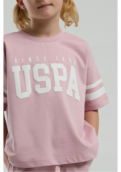 US2091 Soft Pembe Pamuklu Kız Çocuk Kısa Kollu Bermuda Takım fiyatları