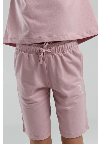 US2091 Soft Pembe Pamuklu Kız Çocuk Kısa Kollu Bermuda Takım modelleri