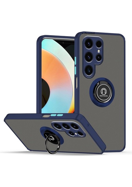 Samsung Galaxy S25 Ultra Kılıf Mat Parmak Izi Yapmaz Renkli Tuşlu 360 Yüzüklü Standlı Military Kamera Korumalı Kapak
