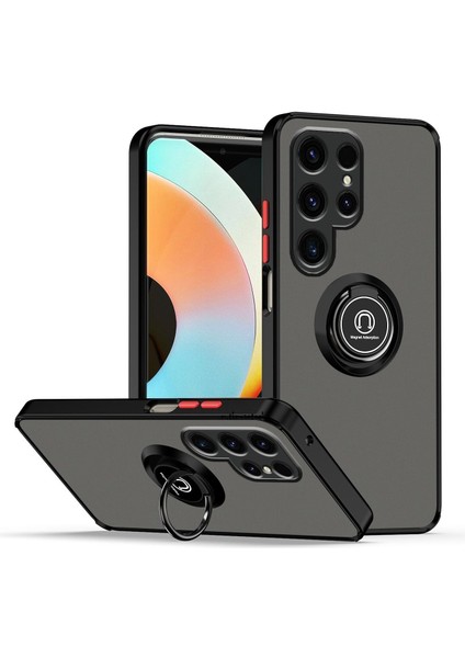 Samsung Galaxy S25 Ultra Kılıf Mat Parmak Izi Yapmaz Renkli Tuşlu 360 Yüzüklü Standlı Military Kamera Korumalı Kapak