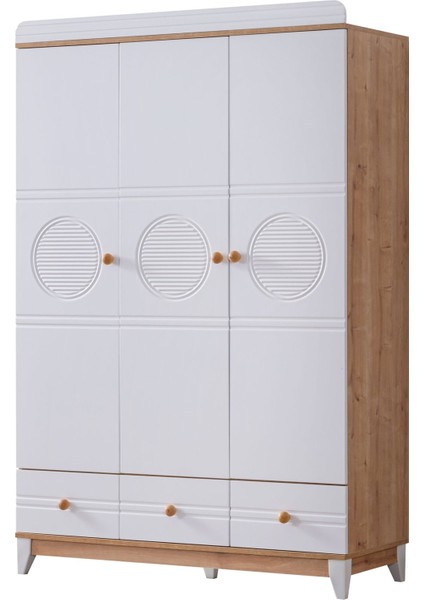 Gardırop, Alvin 3 Kapaklı Çekmeceli Dolap - Ceviz fiyatları