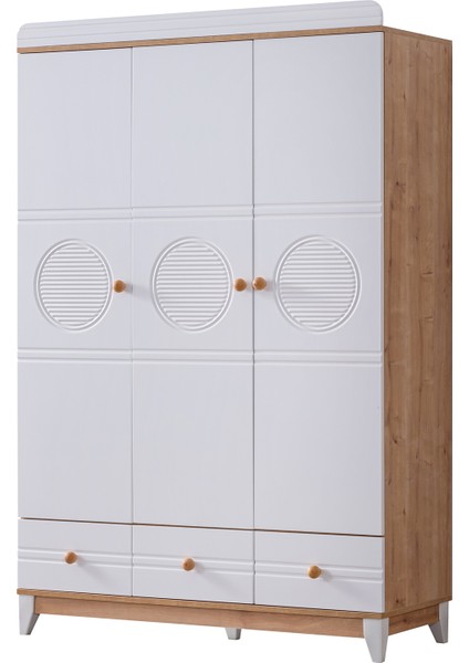 Gardırop, Alvin 3 Kapaklı Çekmeceli Dolap - Ceviz modelleri