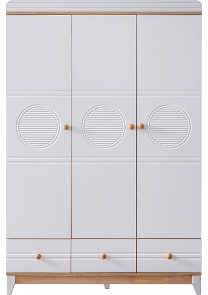 Gardırop, Alvin 3 Kapaklı Çekmeceli Dolap - Ceviz indirimleri