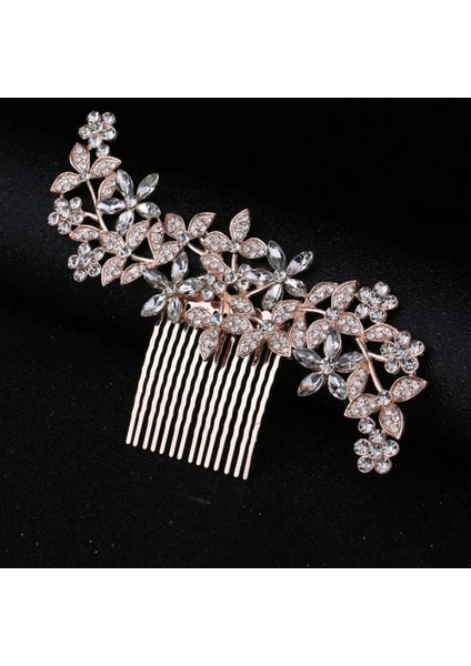 16X8CM 57G Gümüş Dıezı Gül Altın Gümüş Renk Saç Tarakları Gelin Kristal Rhinestones Inci Kadın Tokalar Gelin Başlığı Saç Takı Aksesuarları (Yurt Dışından) fırsatları