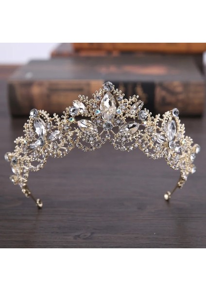 HG008 2020 Yeni Moda Barok Lüks Kristal Ab Gelin Taç Tiaras Kadınlar Için Açık Altın Diadem Tiaras Gelin Düğün Saç Aksesuarları (Yurt Dışından) modelleri