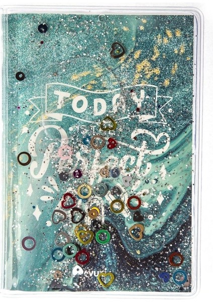 Simli ve Sulu Kapaklı Renkli Sayfalı Desenli Mini Defter