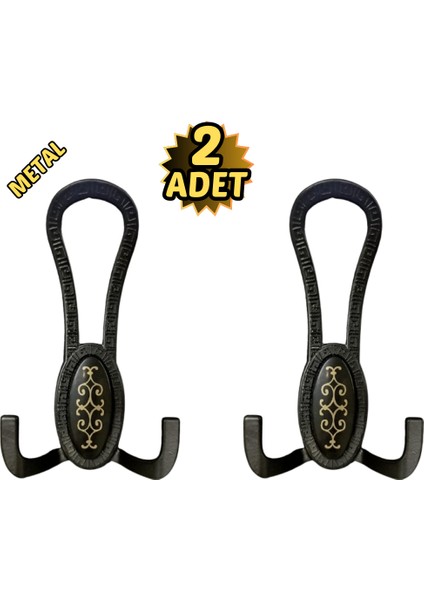 Siyah Desenli Vestiyer Portmanto 2 Adet Askılık Metal