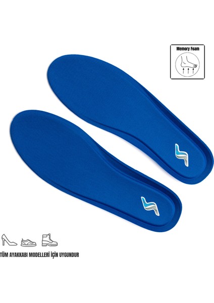 Memory Foam Ortapedik Yastıklı Unisex 100 Model Tabanlık Mavi