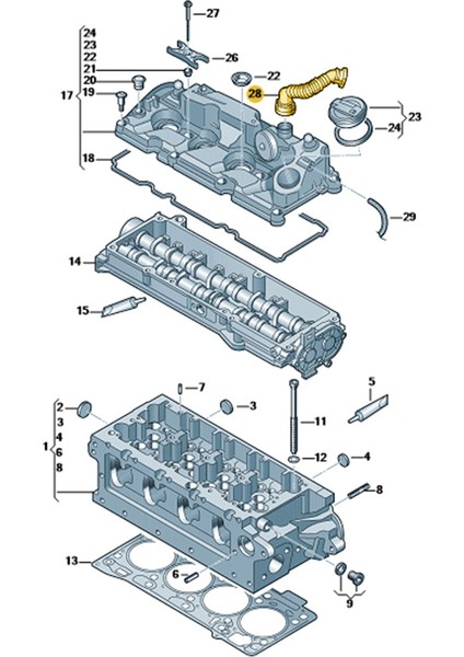 Vw Passat B8 2015-2019 1.6tdi Külbütör Üst Kapak Hava Borusu 04L103493 modelleri