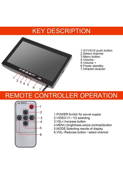 12V-24V 7 Inç Tft LCD Renkli Hd Monitör Araba Kamyon Cctv Geri Görüş Geri Vites Kamerası (Yurt Dışından) fırsatları