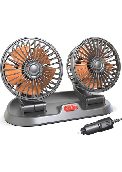24V Araba Fanı Çift Kafalı Fan Taşınabilir Otomatik Soğutma Fanı Soğutma Büyük Rüzgar Elektrikli Fan Araba Katlanır Fan (Yurt Dışından)
