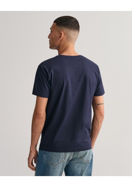 Erkek Lacivert Slim Fit V Yaka T-Shirt 2003186.433