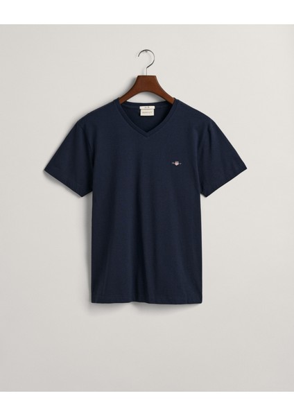 Erkek Lacivert Slim Fit V Yaka T-Shirt 2003186.433