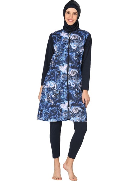 Fantasy 3064 Bayan Tam Kapalı Paraşüt Kumaş Tesettür Mayo