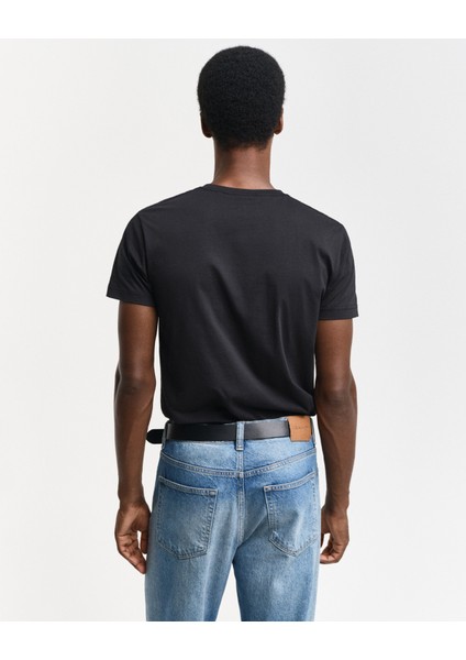 Erkek Siyah Slim Fit V Yaka T-Shirt 2003186.5