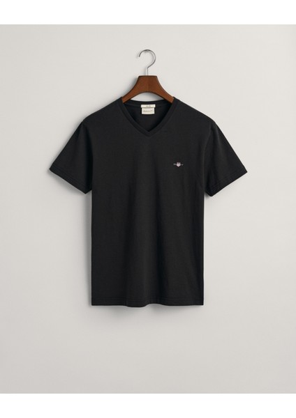 Erkek Siyah Slim Fit V Yaka T-Shirt 2003186.5