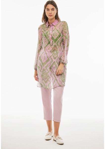 Albanis Regular Fit Gömlek Yaka Pembe Renk Tunik