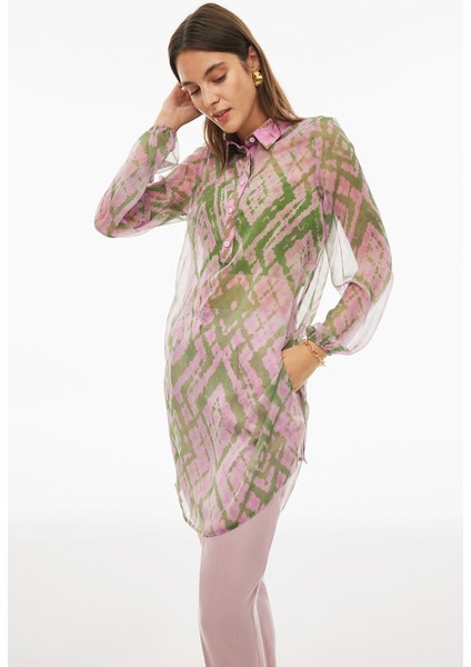 Albanis Regular Fit Gömlek Yaka Pembe Renk Tunik