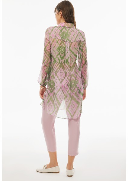 Albanis Regular Fit Gömlek Yaka Pembe Renk Tunik
