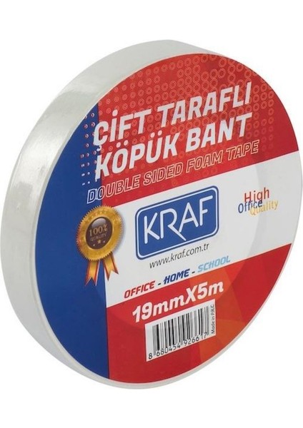 10 Adet 19 mm x 5 Metre Çift Taraflı Köpük Bant