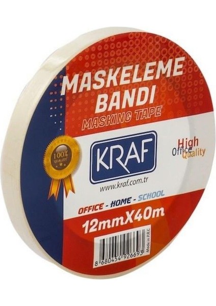 20 Adet Maskeleme Bandı 12 mm x 40 Metre Kağıt Bant