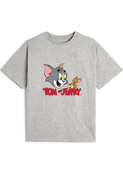 Kaliteli Pamuk Penye Unisex Erkek Kız Çocuk Baskılı Tshirt 5 6 7 8 9 10 11 12 13 14 Yaş Tom Jerry