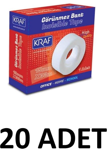 20 Adet 19MM x 33 Metre Görünmez Bant Aydınger Bandı