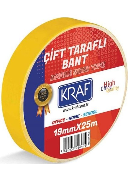 20 Adet 19 mm x 25 Metre Çift Taraflı Bant