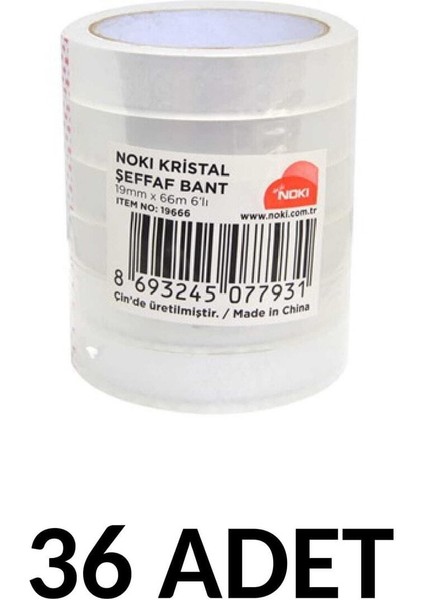36 Adet 19X66 Şeffaf Kristal Bant Para Bandı