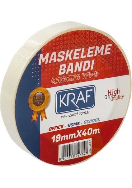 40 Adet Maskeleme Bandı 19 mm x 40 Metre Kağıt Bant