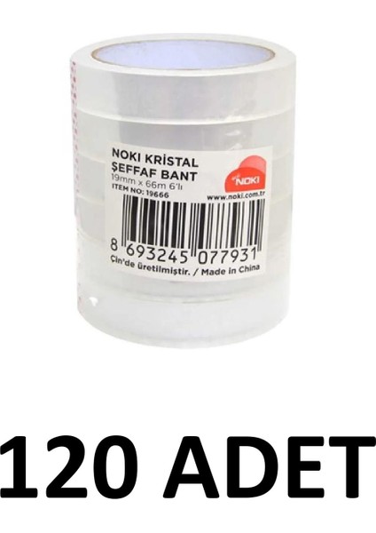 120 Adet 19X66 Şeffaf Kristal Bant Para Bandı
