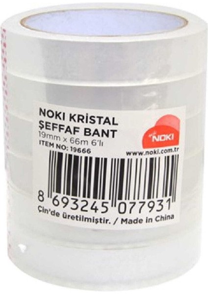 60 Adet 19X66 Şeffaf Kristal Bant Para Bandı