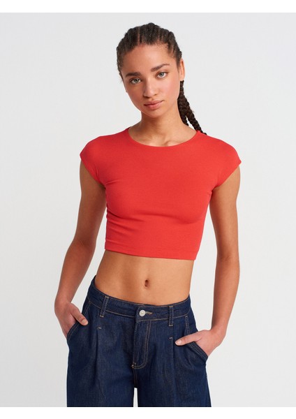 30528 Pamuk Ve Modal Karışımlı Crop Top-Siyah