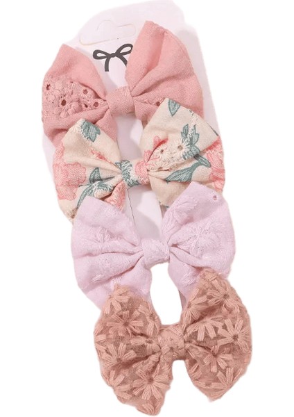 4pcs/set Tatlı Saç Yayları Saç Klipsleri Çocuklar Güzel Bowknot Saç Pimleri Kızlar Için Saç Aksesuarları Baskı Içi Boş Saç Çeşidi Hediyesi: 3746-14 (Yurt Dışından)