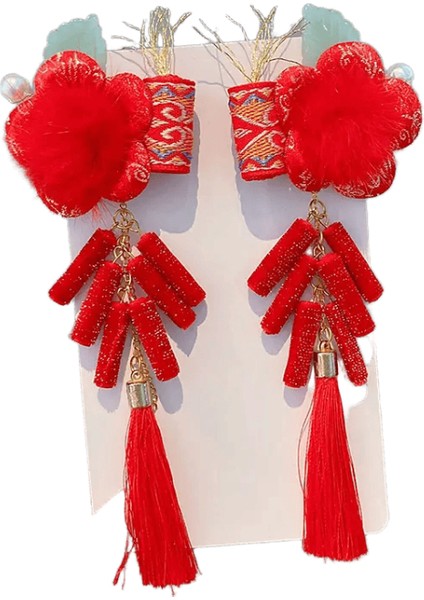 Çin Tarzı Çocuk Yeni Yılı Kawaii Saç Klipleri Cheongsam Hanfu Saç Aksesuarları Cosplay Saç Topu Saç Klips Rengi: A10 (Yurt Dışından)