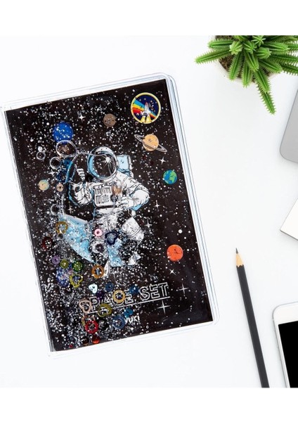 Simli ve Sulu Kapaklı Renkli Sayfalı Desenli Mini Defter
