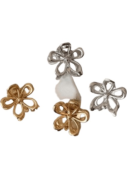 2/4pcs Mini Metal Saç Pençe Klipsi Altın Gümüş Çiçek Geometrik Kelepçeler Korusunu Koreli Kızlar Kadın Saç Aksesuarları Renk: Gümüş (4pcs) (Yurt Dışından)