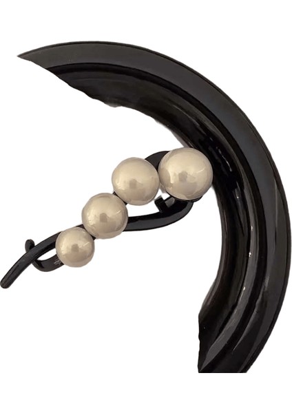 Kadınlar Için Zarif Büyük Inci Saç Tokası Basit Renk Plastik Bir Kelime Tek Kelime Bükülme Klipsli Saç Tokası Köpekbalığı Klipsli Saçlar Accessoriecolor: Beyaz (Yurt Dışından)