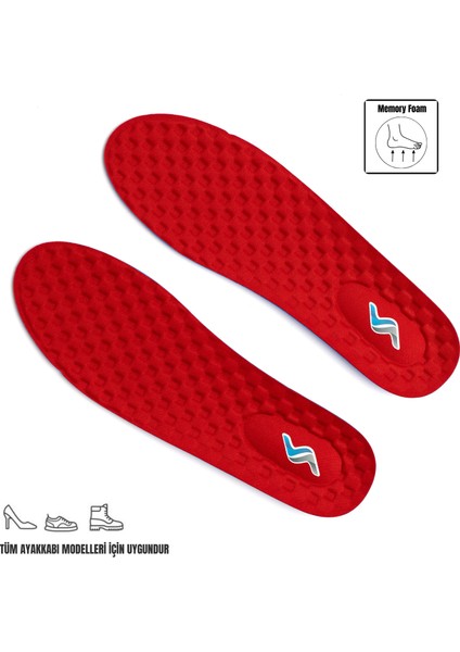 M900 Model Memory Foam Ortapedik Boy Yükseltici Unisex Tabanlık Kırmızı